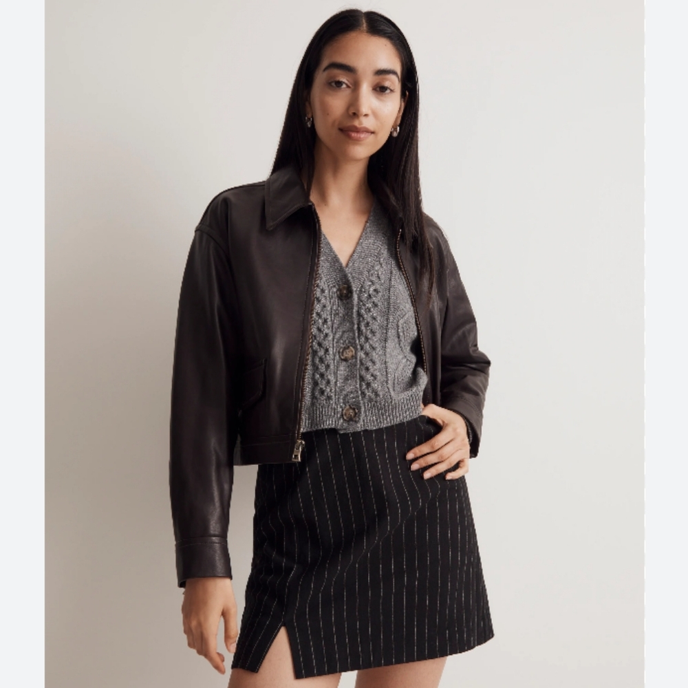 💎MADEWELL Women's Black Pinstripe Naomi Mini Skirt NWT